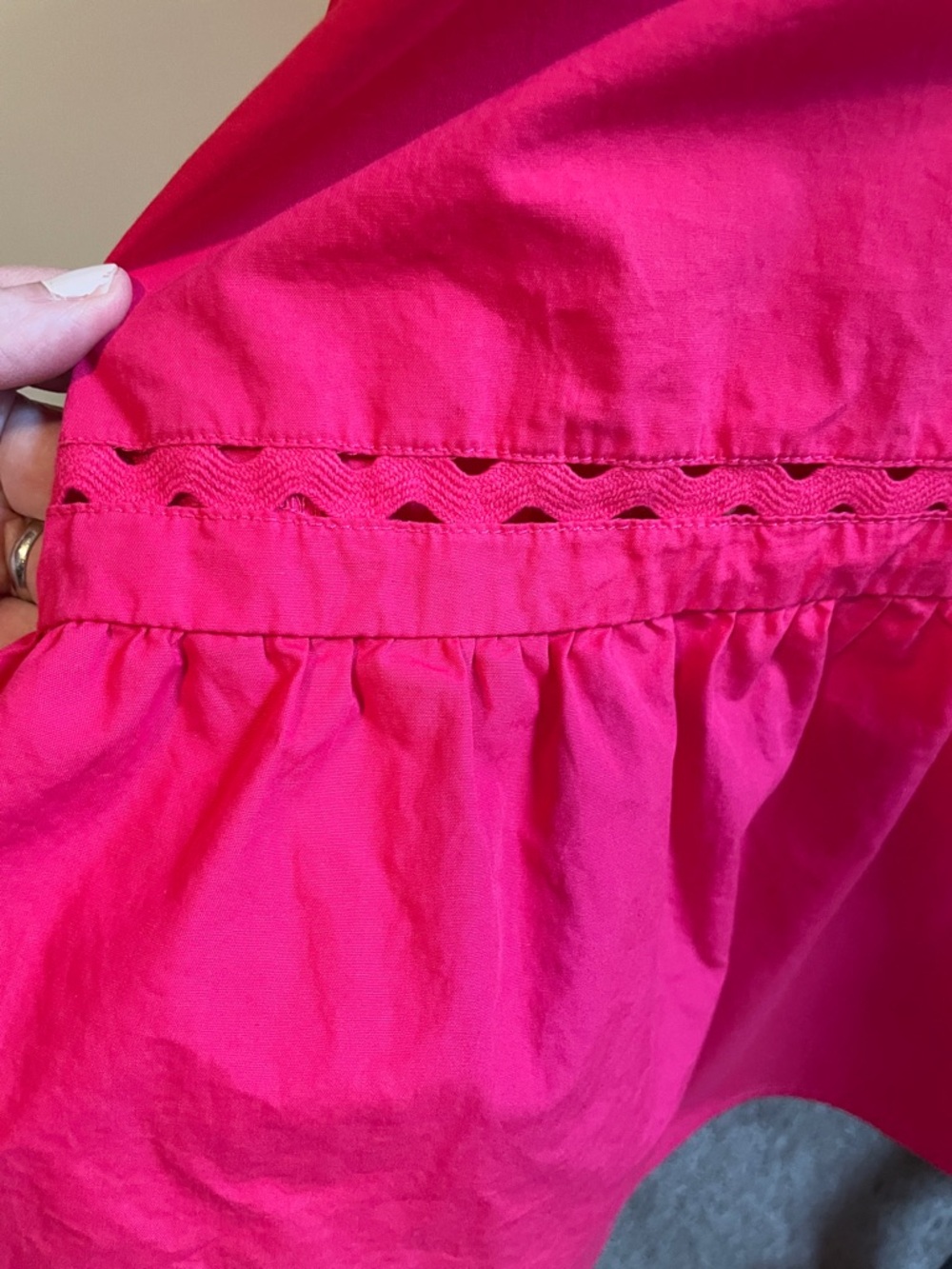 Sugarlips Vibrant Pink Eyelet-Trim Camden Poplin Midi Dress Size Medium - Picture 10 of 12